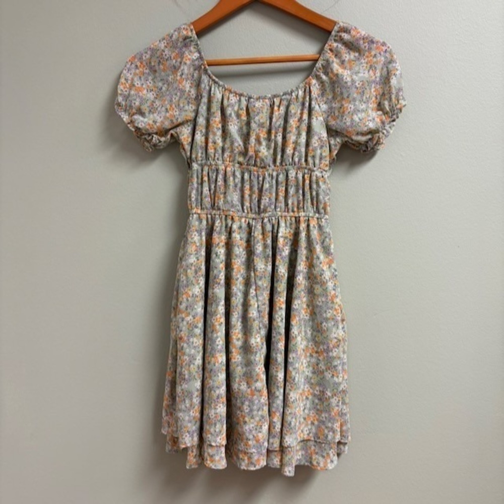 Women Babydoll Mini Dress Sz XS Cottagecore Coquette Milkmaid Boho Cowgirl Fairy - Picture 3 of 10